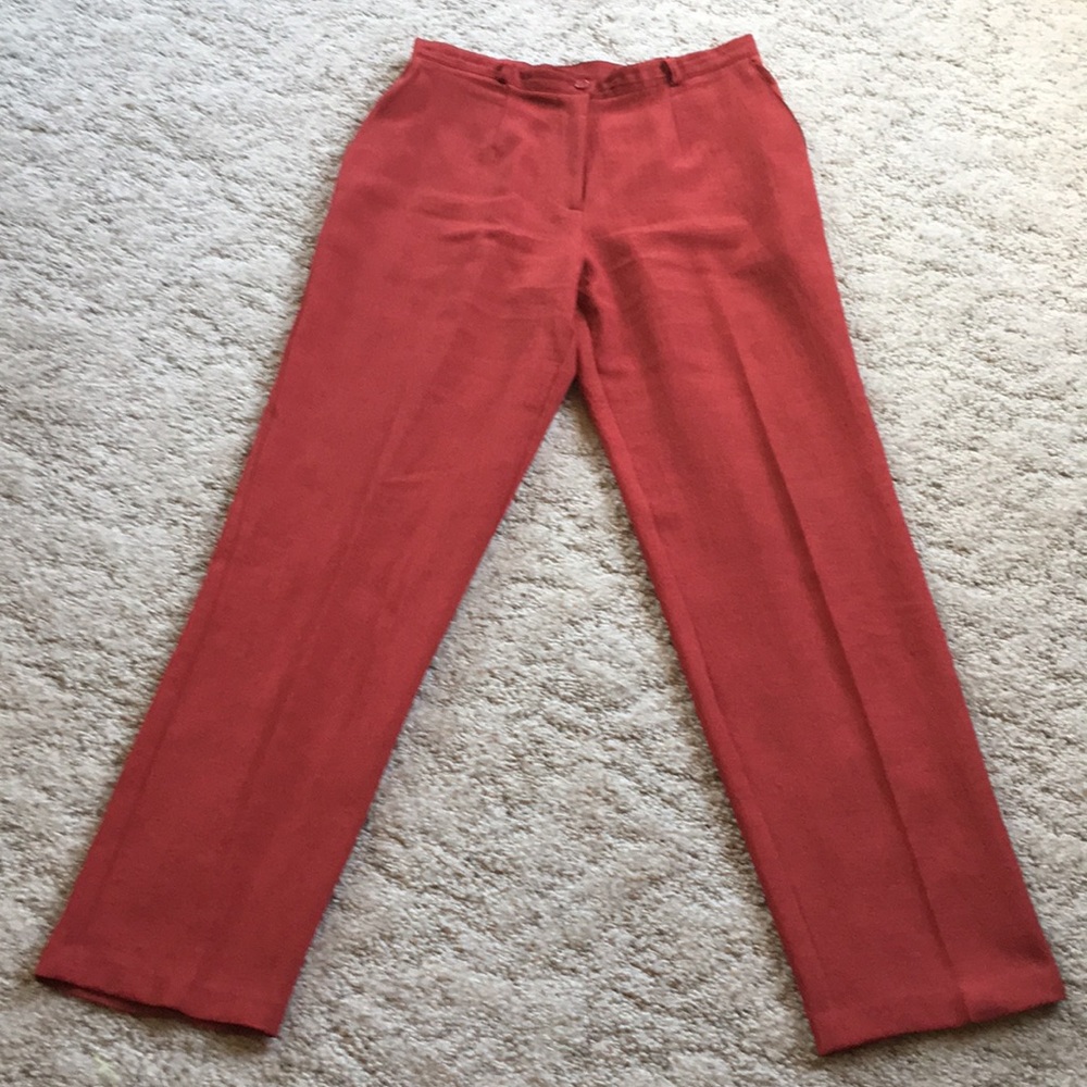 High waisted Brick colored slacks that feel like gauze